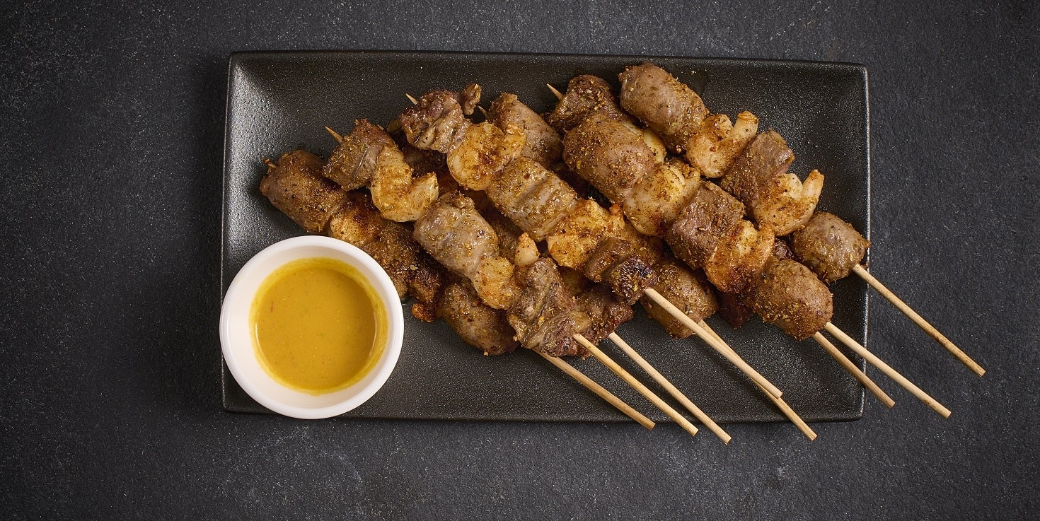 AirFry Wors, Steak and Prawn Kebabs