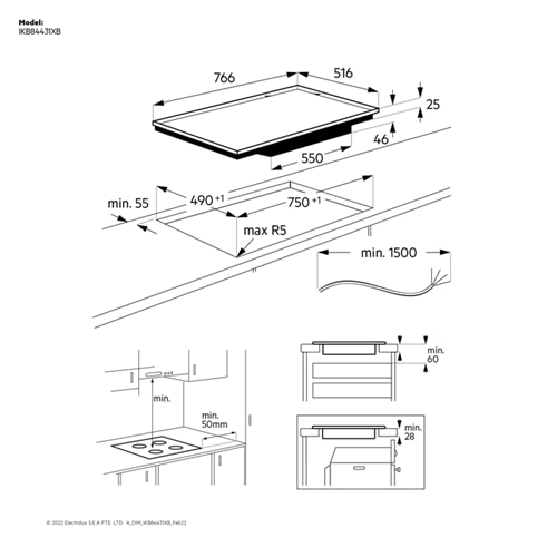 80cm 5000 Series Built-In Induction Hob 4 Cooking Zones - IKB84431XB